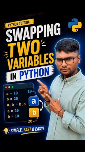 Python Swap Variables Without Third Variable 😳 One Line Python Trick Explained