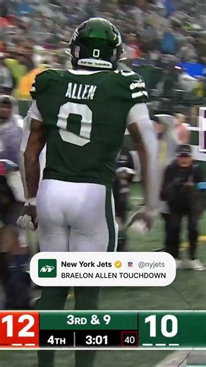 BRAELON ALLEN TOUCHDOWN🔥👏 #jets #nfl #football