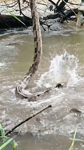 Python and Monkey fell into Dangerous River #wildlife #shorts