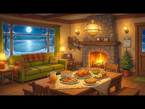 vintage jazz on a snowy 1950s night in a cabin by the lake | early new year vintage jazz ambience