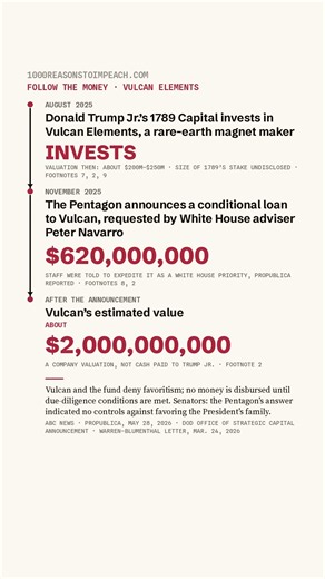 Trump Jr.’s fund invests. Three months later, a $620M Pentagon loan. — Follow the Money