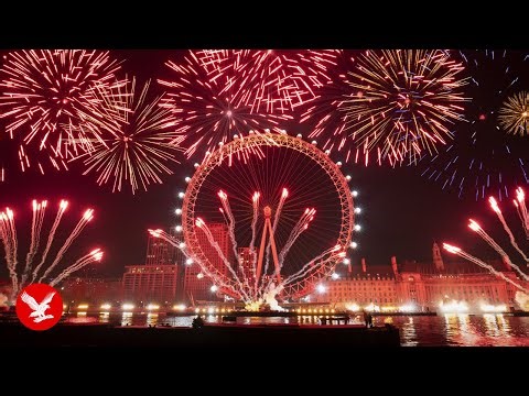 Thousands of fireworks light up London on New Year’s Eve in bird’s-eye footage