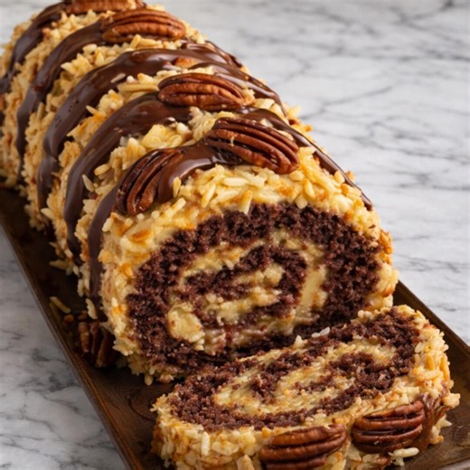 Decadent German Chocolate Coconut Pecan Roll Cake (instant PDF Download) - Etsy Canada