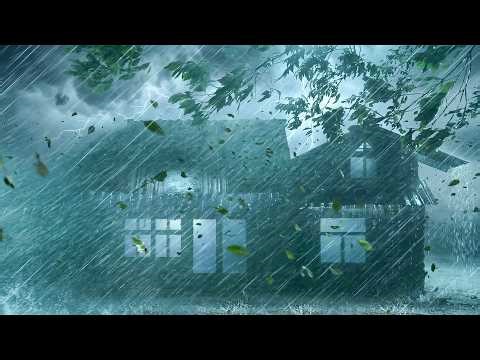 Real Storm Sounds to Sleep Instantly | Torrential Rainstorm, Strong Thunder & Wind | White Noise