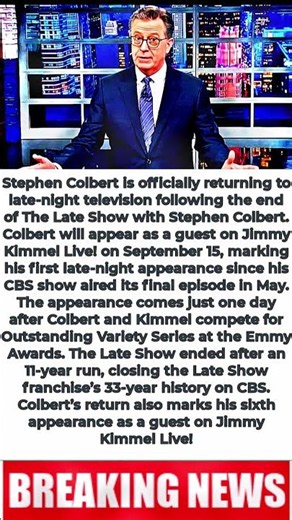 Stephen Colbert Announces His First Late Night Return Following His Show’s End #youtubeshorts
