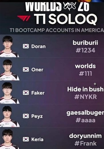 Interesting League of Legends account name choices from LCK players