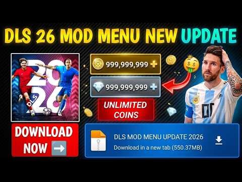 Dream League Soccer V13.130 Mod Menu 2026 | DLS Mod Apk v13.130 Unlimited Gems & Coins 2026