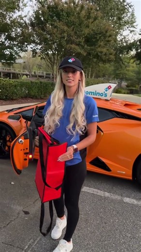 Pizza delivery in a supercar, how does she afford that! 🍕🏎️