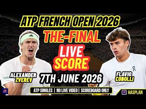 🔴 Alexander Zverev vs Flavio Cobolli | ATP French Open 2026 | Roland-Garros Final | Live Score Only