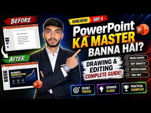 PowerPoint Master कैसे बनें? 🤯 Day 4 | Drawing & Editing Complete Guide | The Vision Computer