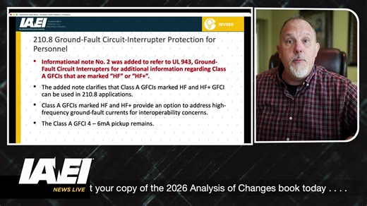 The 2026 edition of the National Electrical Code (NEC) is here — and with it comes a wave of important updates impacting design, installation, inspection, and safety across the electrical industry. In this episode of IAEI News Live, Thomas Domitrovich takes you through a detailed look at some of the major changes shaping the future of electrical systems. We’ll explore highlights directly from the IAEI’s newly released Analysis of Changes, NEC 2026 Edition — the definitive resource for understand