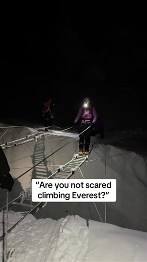 Always a pop song in my head 💃🏼 I love a good ladder 😙 #everest #mountain #adventure #deathzone #climbing
