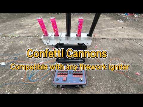 How to use firing device to ignite multiple confetti cannons at the same time