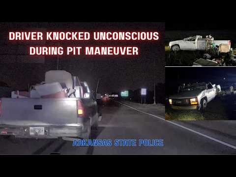 Truck smashed & driver knocked UNCONSCIOUS during Arkansas State Police PIT Maneuver