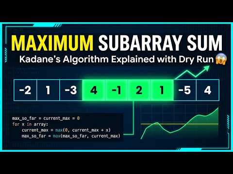 Maximum Subarray Sum | Kadane’s Algorithm Explained with Full Dry Run & Code