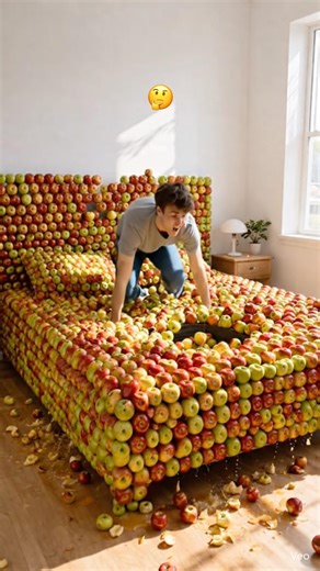 Jumping on Apple Bed 🤯🍎 | Crazy Satisfying Experiment|#shorts