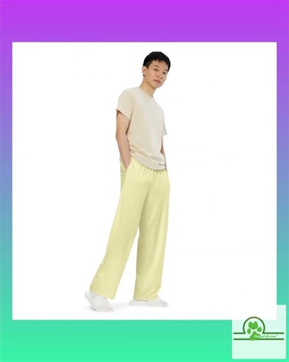 Pale yellow unisex wide-leg pants for yoga, walking, pickle ball, Paddleboard, lounge