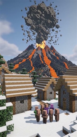 Volcano eruption in Minecraft