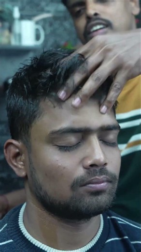 deep pressure ASMR` head and body massage with lots of oil #shorts