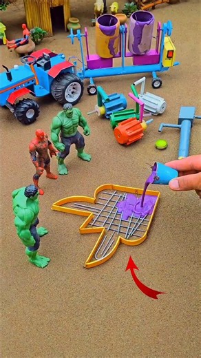 Mini tractor video mini waterpump with big arrow shape purple concrete science project #waterpump