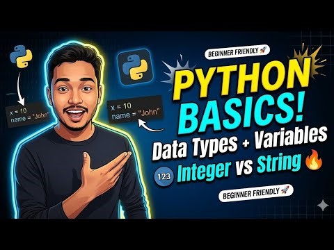 Python basics for beginners 🔥 | data type ,variable, integer ,string |