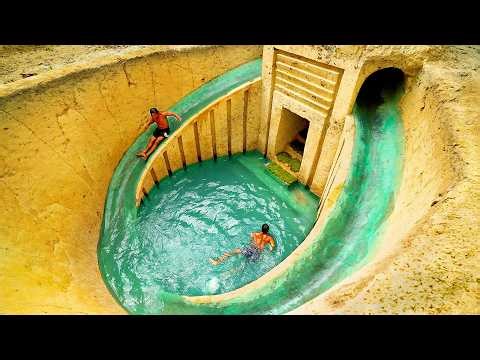 $1 tools Dig to Build a $100,000 Underground Swimming Pool with Water Slide
