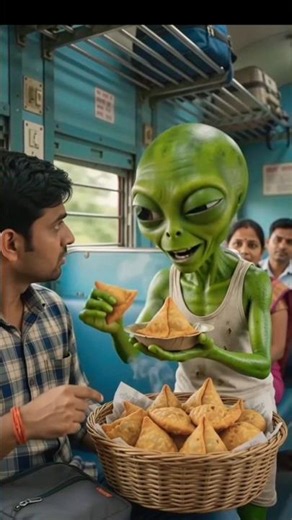 Alien Selling Samosa in Train 😂 | Funny AI Comedy Shorts #shorts