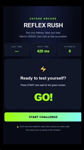 Built a NeonReaction Test Game with JavaScriptCode That Feels Like Magic#01 #CodingShorts #MiniGames