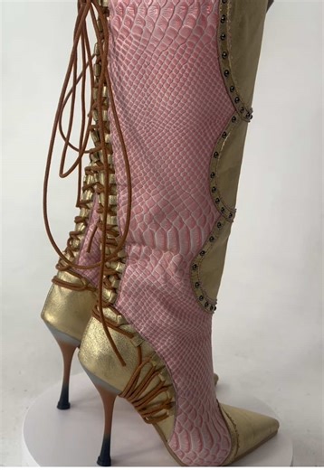 Custom Croc Leather (lace up illusion) Sizes 8,9 | Custom Crocs