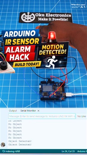 Oku_Electronics on Instagram: "Arduino IR Sensor Alarm Hack You Can Build Today! Learn how to build a simple IR sensor alarm system using Arduino Uno and a buzzer—perfect for beginners exploring electronics, STEM, and DIY automation. This project demonstrates how an IR sensor detects motion or obstacles and instantly triggers a buzzer alert, making it ideal for home automation, security systems, and smart projects. #fyp #ArduinoProjects #IRSensor #BuzzerAlert #DIYElectronics"