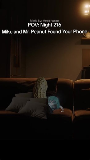 POV: Night 216 Miku and Mr. Peanut found your phone. But, Migu has other plans. #miku #vocaloid #night #sleep #bed