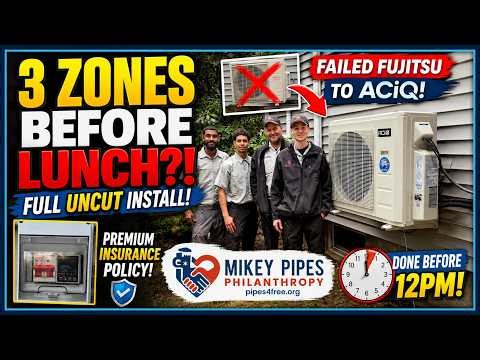 3-Zone ACiQ Mini Split Install COMPLETED Before Lunch! 🤯 Full Uncut HVAC Job