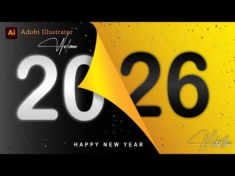 🎉 2026 New Year Creative Design in Adobe Illustrator | Happy New Year 2026 Graphic Design Tutorial 🎨