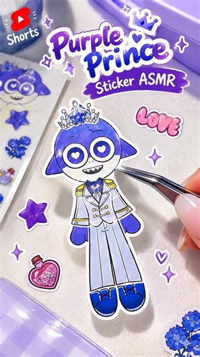 💜 Purple Prince Sticker ASMR 👑✨ | Satisfying Sticker Collection #shorts