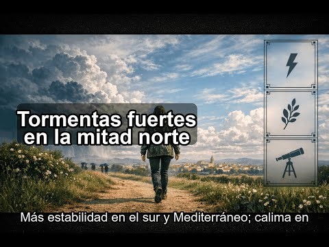 🌩 Tormentas fuertes en montañas de la mitad norte y Castilla y León; calima en Canarias 🌫