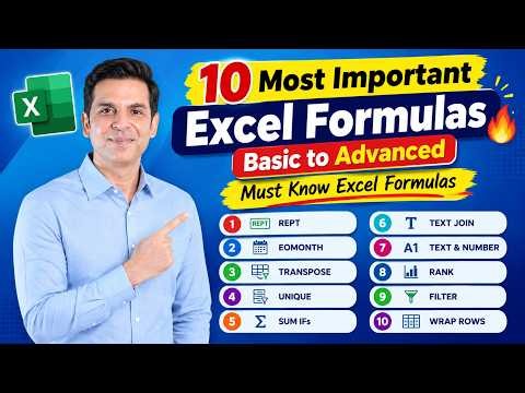 10 Most Important Excel Formulas | Basic to Advanced 🔥 | Must Know Excel Formulas