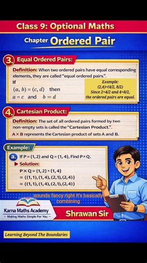 Class 9 Optional Maths | Equal Ordered Pairs & Cartesian Product | Ordered Pair | Shrawan Sir