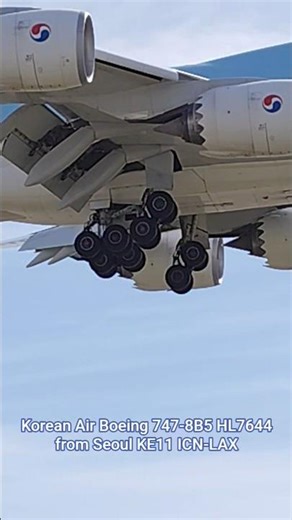 Korean Air Boeing 747-8 final approach Los Angeles LAX #airplane #landing #lax #boeing747 #avgeek