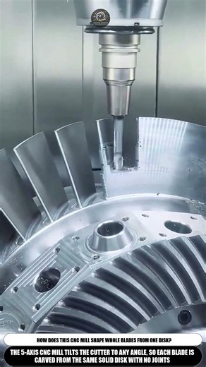 5-Axis CNC Mill Carves Turbine Blades From One Solid Metal Disk