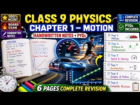 Class 9 Physics Chapter 1: Motion 🚀 Handwritten Notes + Complete Revision + PYQs | 100% NCERT