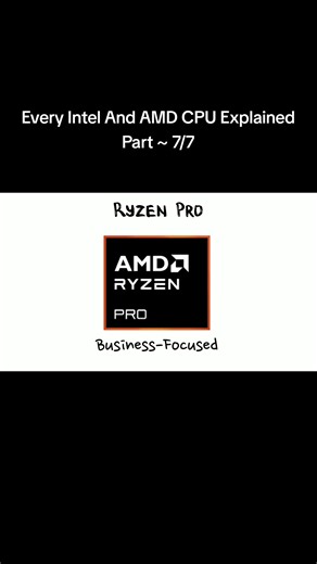 Part 7/7 ~ Every Intel And AMD CPU Explained Confused about whether to choose Intel or AMD for your next PC build? In this video, we break down the entire Intel and AMD (Ryzen 3, 5, 7, 9) CPU lineup in just 9 minutes. Learn how processor naming schemes work, decode key suffixes, and discover the best options for gaming, content creation, and everyday multitasking. Timestamps: 0:00​ - Core i3 0:30​ - Core i5 01:00​ - Core i7 01:29​ - Core i9 01:56​ - Core Ultra 02:28​ - Intel vPro 02:50​ - Intel 
