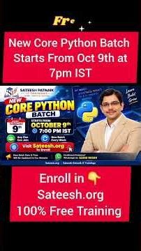 🚀 Learn Python from Scratch | FREE Core Python Training By Sateesh Patnaik | Enroll In Sateesh.org