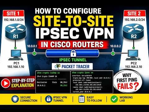 How to Configure Site-to-Site IPsec VPN in Cisco Routers | Full Lab Guide (Packet Tracer)