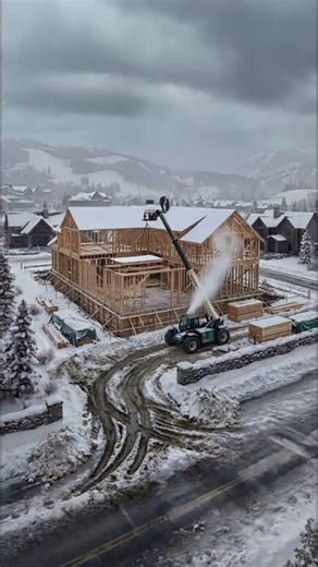 Winter House Construction in the Mountains | Snow Timelapse