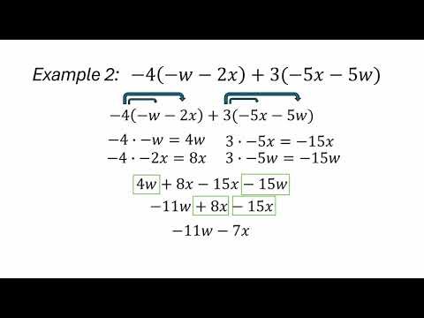 Using distribution with double negation and combining like terms to simplify: Multivariate