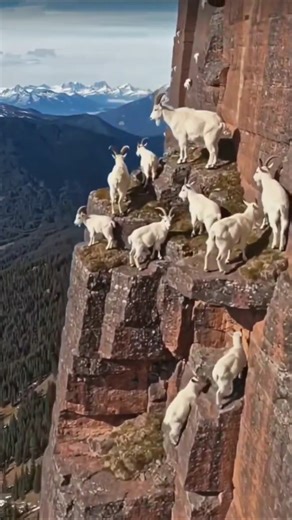 Thunderstorm - Terrified Goats #wildlife #animals #nature #mountaingoats #cliff