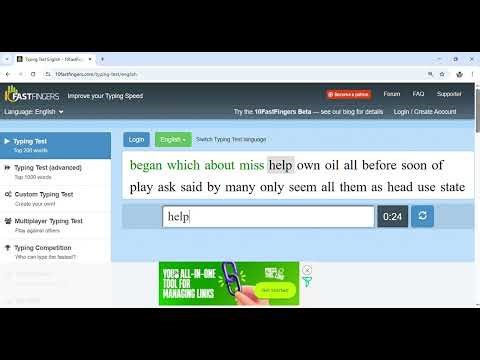 Typing speed 50 wpm and 90% accuracy 