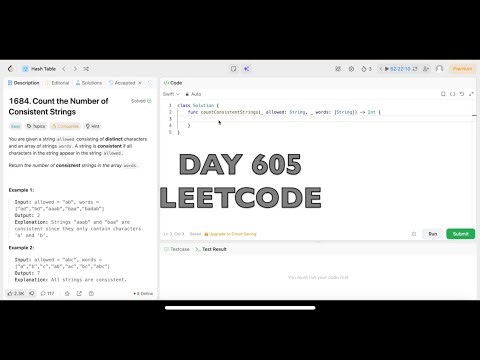 Day 605: LeetCode Problem 1684. Count the Number of Consistent Strings -Swift