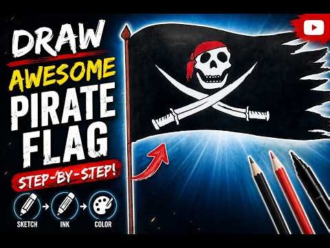 How to Draw a Pirate Flag 🏴‍☠️ | Easy Step-by-Step Drawing Tutorial