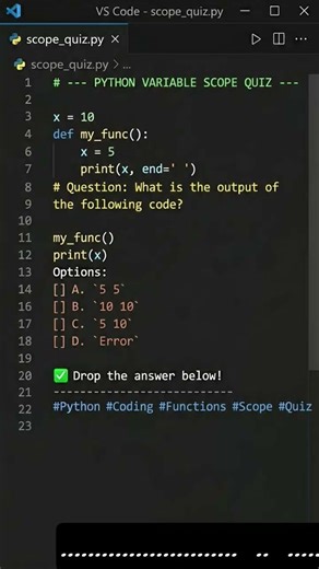 🤯 THIS Python Scope Trick Fails 90%! Can You Solve It? #shorts #python #codingShorts